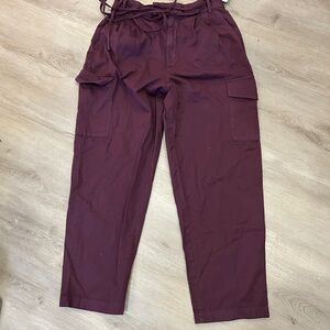GAP Women's 6 Purple 100% Cotton Jogger Cargo Pants Belted High Rise NWT $79.95